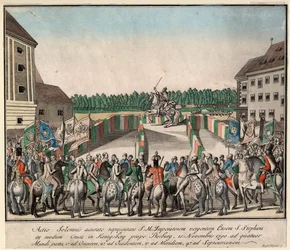 La coronación del emperador Leopoldo II como rey de Hungría en Presburgo el 15 de noviembre de 1790, 1790.