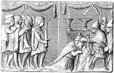 La coronación del emperador Segismundo 1368-1437 por el papa Eugenio IV, siglo XV, 1849