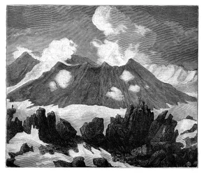 El cráter del volcán Hekla, Islandia, c1890