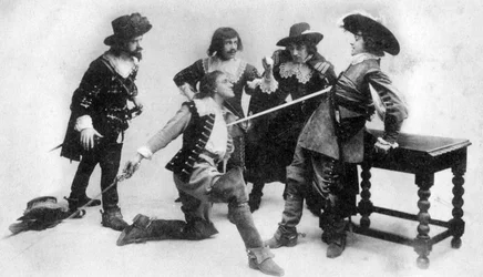El duelo, escena del acto I de La raza de los Treshams de John Rutherford, siglo XX