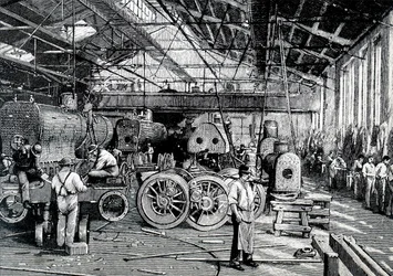 El taller de montaje de Baldwin Locomotive Works