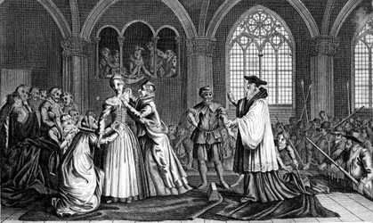 La ejecución de María, Reina de Escocia, 1587, siglo XVIII