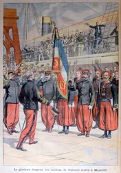 La gloriosa bandera de los zuavos de Palestro llega a Marsella, 1903