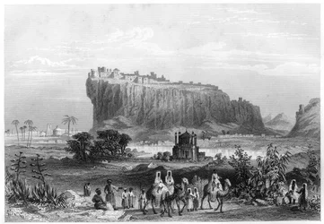 La fortaleza en la colina de Gwalior, India, c1860