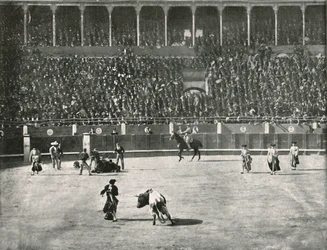 El interior de la Plaza de Toros, Madrid, España, 1895