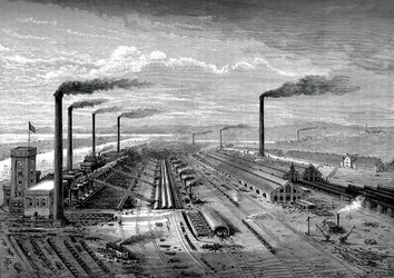 Las obras de hierro y acero en Barrow, c1880
