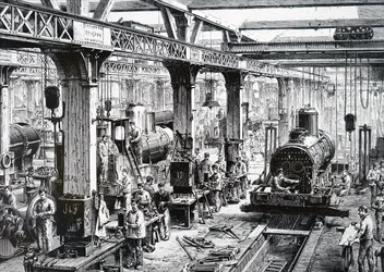 El piso de fabricación de la Société Alsacienne de Constructions Mécaniques