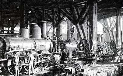 El piso de fabricación de la Société Alsacienne de Constructions Mécaniques