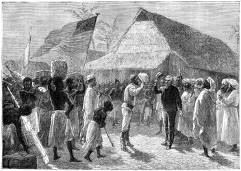 El encuentro entre Henry Morton Stanley y el Dr. David Livingstone, África, siglo XIX