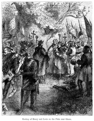 El encuentro del rey Enrique III de Inglaterra y el rey Luis IX de Francia en la llanura cerca de Gisors