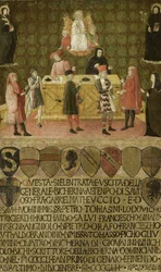 La oficina del recaudador de impuestos Biccherna de Siena, 1451-1452