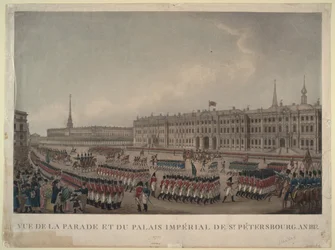 El desfile frente al Palacio de Invierno en San Petersburgo en 1812, 1812
