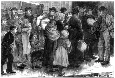 La oficina de empeños en Merthyr-Tydfil, Gales, 1875