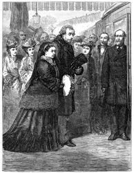 La reina en la estación de tren de High Wycombe durante una visita a Hughenden, finales del siglo XIX, 1900