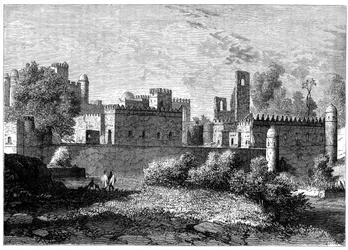 El palacio real en Gondar, la antigua capital de Abisinia, c1890