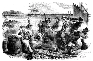 La venta y marca de esclavos antes de ser embarcados, 1965