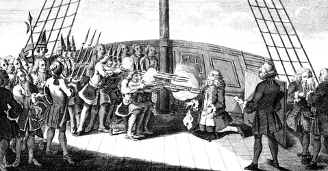 El fusilamiento del almirante Byng a bordo del Monarque, 1757
