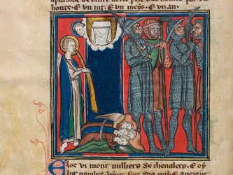 El sexto ángel tocó su trompeta... Miniatura de: Apocalipsis de San Juan, ca 1320