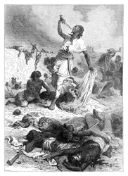 El suicidio de Teodoro, Magdala, Etiopía, 1868 finales del siglo XIX