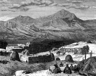 El pueblo de Gharzen y las montañas de Kurdistán, siglo XIX