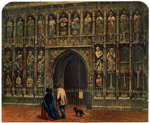La fachada oeste, Catedral de Exeter, siglo XIX