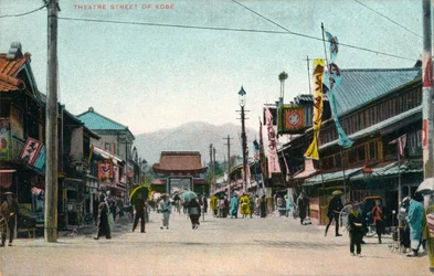 Calle del Teatro de Kobe, c1900