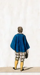 Diseño de vestuario teatral para la obra de Shakespeare, Enrique VIII, siglo XIX