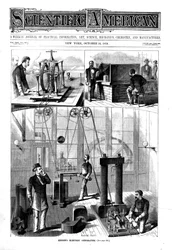 Generador de Thomas Edison para la luz eléctrica en su casa de Menlo Park, Nueva Jersey, EE. UU., 1879