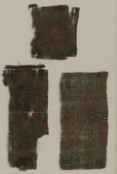 Tres fragmentos de seda gótica italiana, 1300s
