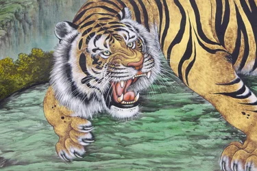 Pintura de tigre en el templo Bongeunsa, Seúl, Corea del Sur