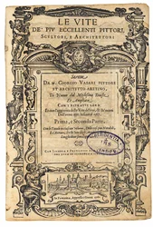 Página de título de: Giorgio Vasari, Las vidas de los más excelentes pintores italianos..., 1568