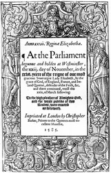 Página de título de Actos del Parlamento, 1585, 1893