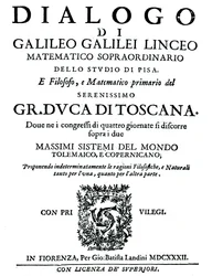 Página de título de Dialogo, por Galileo, 1632