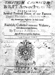 Página de título de Theatrum Chemicum Britannicum de Elias Ashmole, 1652