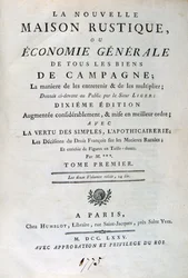 Página de título de La Nouvelle Maison Rustique, ou Economie Générale, 1775