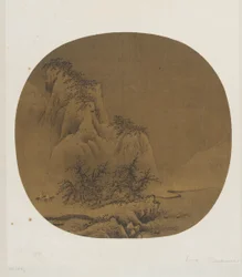 Viajeros en montañas nevadas, siglos XII-XIII