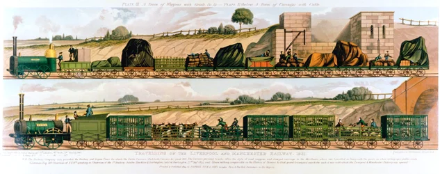 Viajando en el ferrocarril de Liverpool y Manchester, 1831