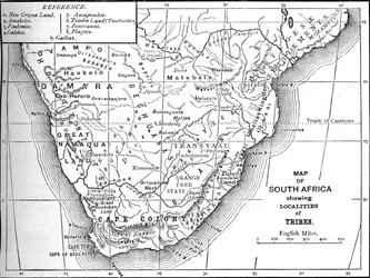 Mapa tribal de Sudáfrica, c1880
