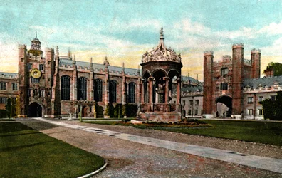 Fuente del Trinity College, Cambridge, Cambridgeshire, finales del siglo XIX