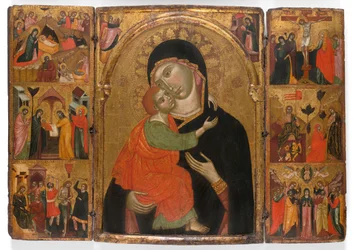 Tríptico de la Virgen y el Niño con escenas de la vida de Cristo