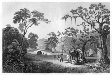 Tropas acampadas en la entrada del Paso Keree, al norte de Meerut, India, c1860