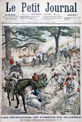 Tropas tratando de contener un incendio forestal, Argelia, 1904