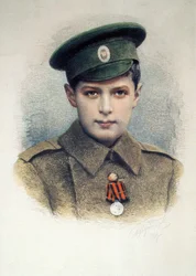 Zarevich Alexei como cabo del ejército ruso, 1917