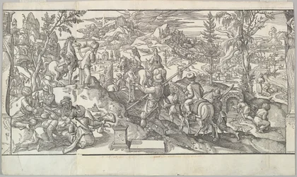 Soldados turcos en descanso del friso Ces Moeurs et fachons de faire de Turcz Customs..., 1553