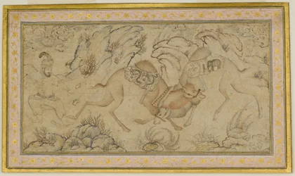 Dos camellos peleando, finales del siglo XVI-principios del siglo XVII