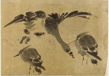 Dos garzas y un ganso, período Edo, 1573-1615