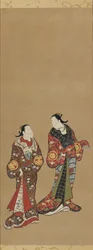 Dos mujeres altas con túnicas oscuras, período Edo, 1615-1868