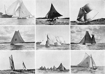 Escenas típicas de yates en el puerto de Sídney, c1900