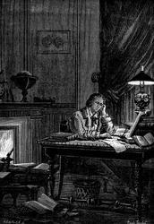 UJJ Leverrier, astrónomo francés calculando la posición del planeta Neptuno en 1846, 1881