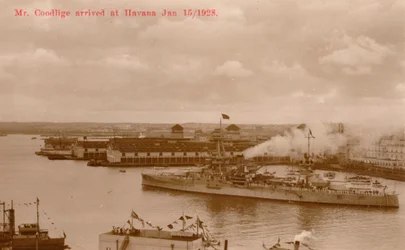 Llegada del presidente de EE.UU., Calvin Coolidge, a La Habana para la Conferencia Panamericana, 15 de enero de 1928